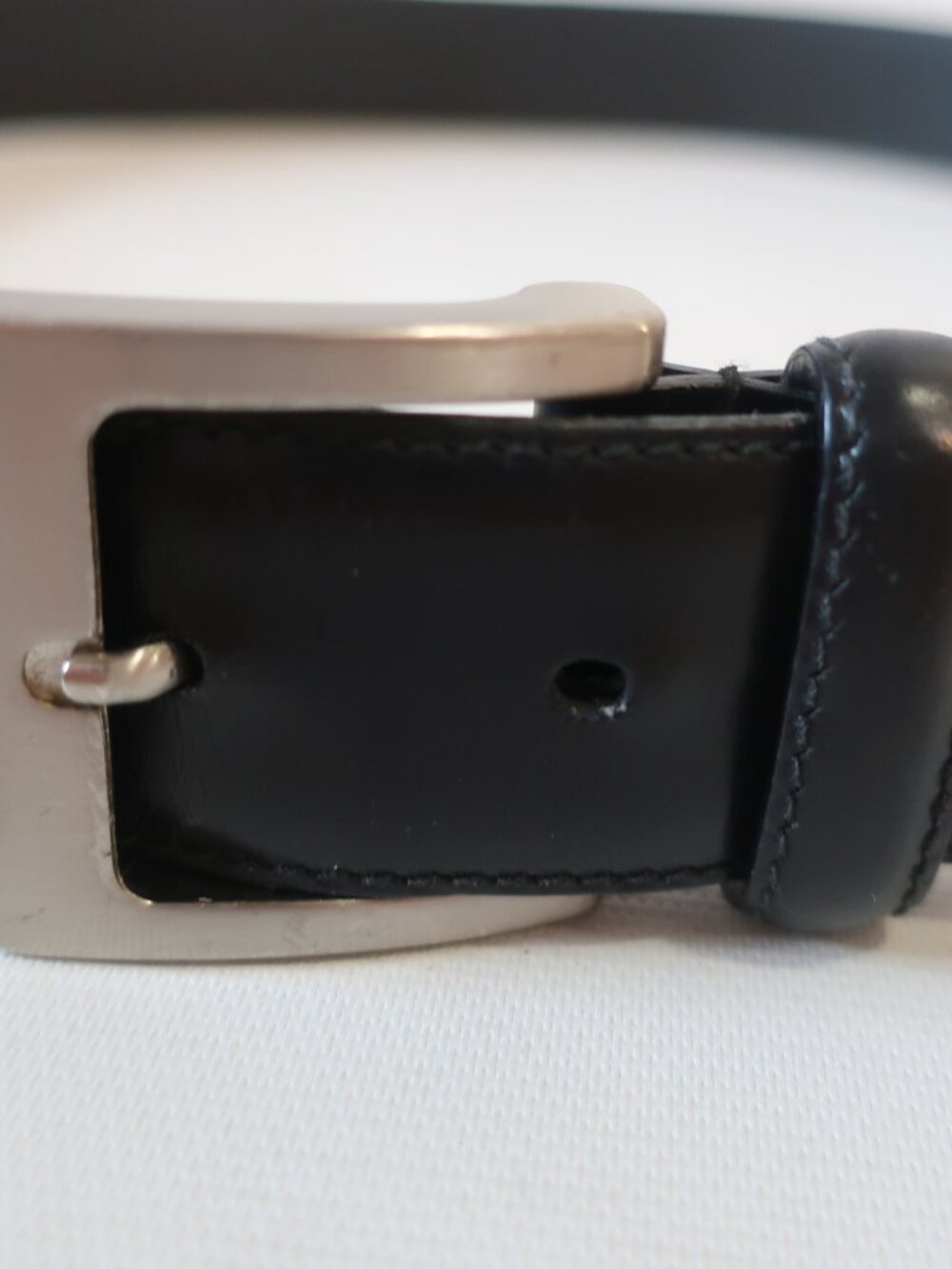 Mens Prada Black Leather Belt W/Silver Buckle Size 36/90 ** - Picture 3 of 9